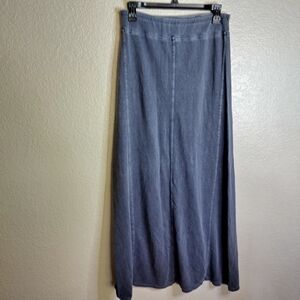 Poetry Gray Striped Hemp & Cotton Maxi Pull On Skirt lagenlook Sz 6